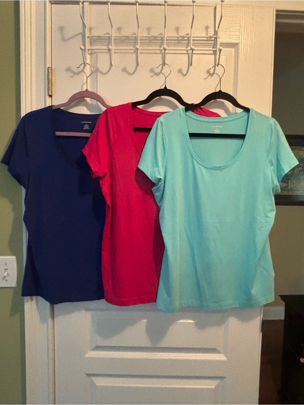 Lands' End Short Sleeve Scoop Tees in Royal Blue, Pink, Aqua
